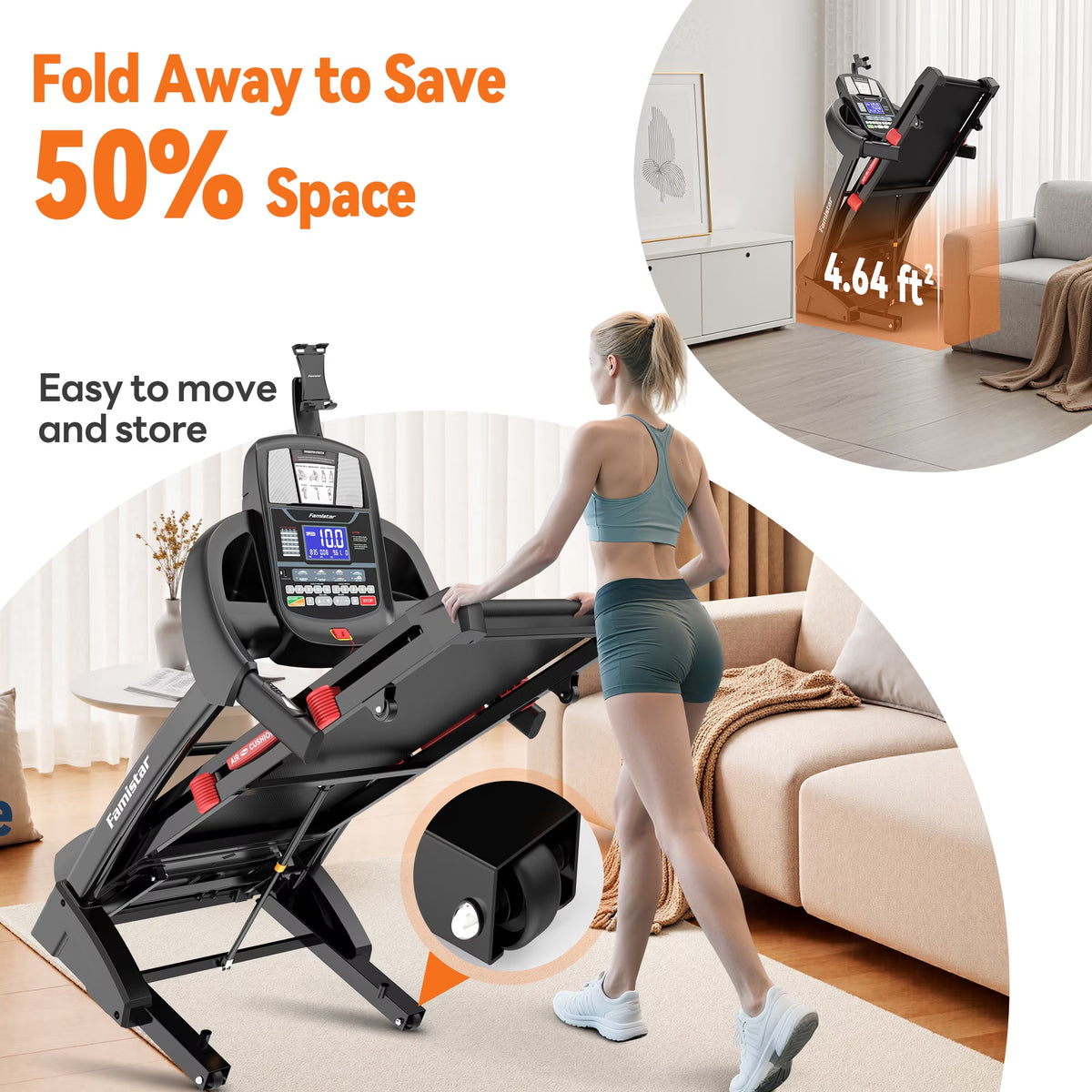 12MPH Folding Treadmill with 20% Auto Incline, 300-400 LB Capacity, Treadmills for Home Running Walking, 5.1HP Brushless Motor, Foldable Electric Treadmill Running Machine with APP & Bluetooth