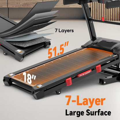 12MPH Folding Treadmill with 20% Auto Incline, 300-400 LB Capacity, Treadmills for Home Running Walking, 5.1HP Brushless Motor, Foldable Electric Treadmill Running Machine with APP & Bluetooth